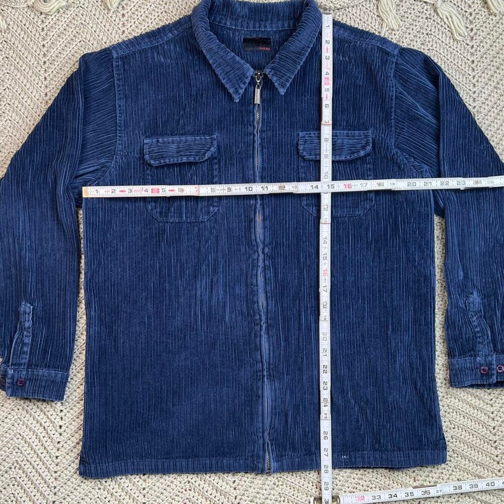 Vintage Blue Corduroy Zip Shirt Size Large - Picture 5 of 7